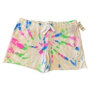 Jenni Intimates Womens Size Medium White Tie Dye Terry Pajama Shorts